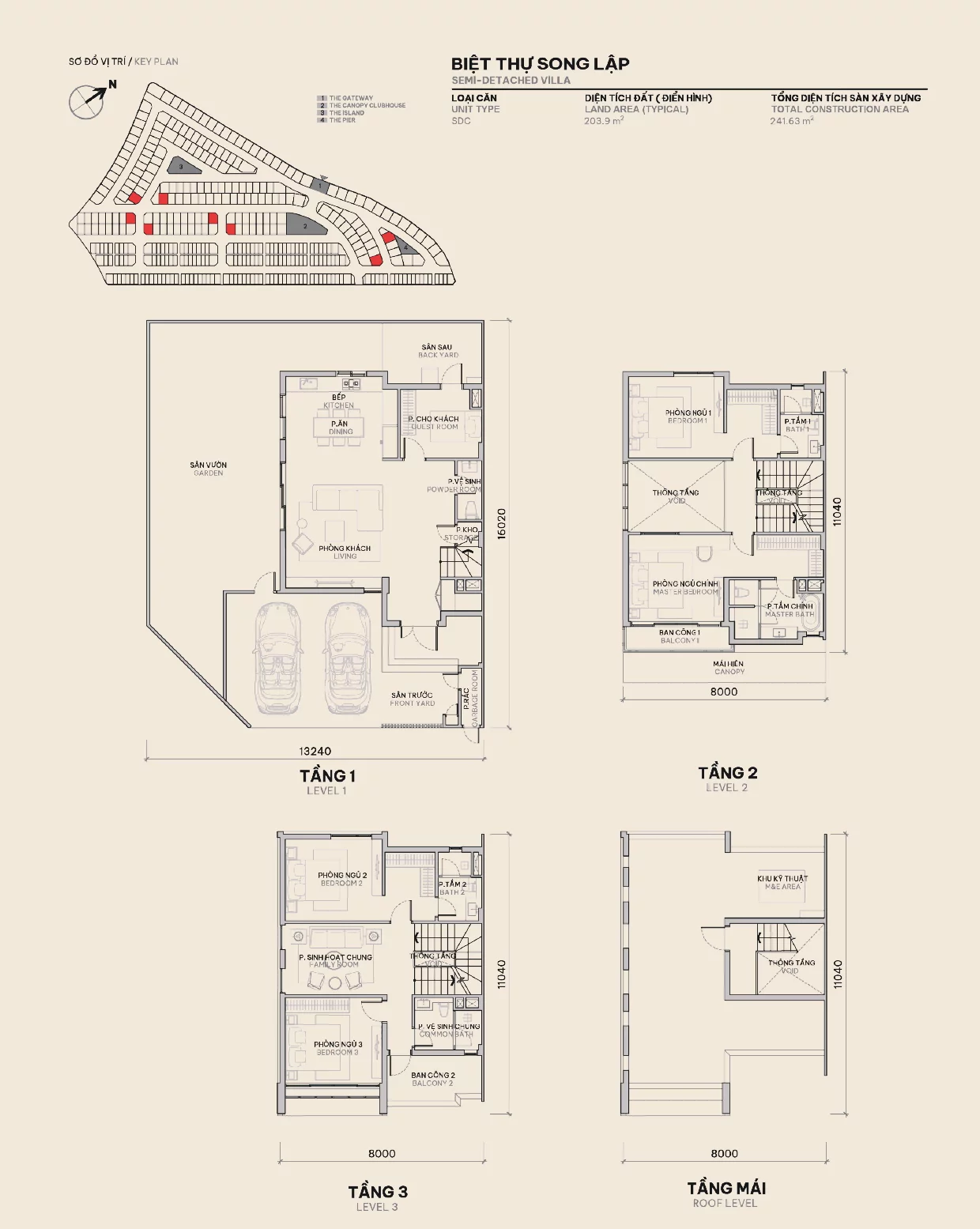 Mặt bằng biệt thự song lập phân khu the orchard