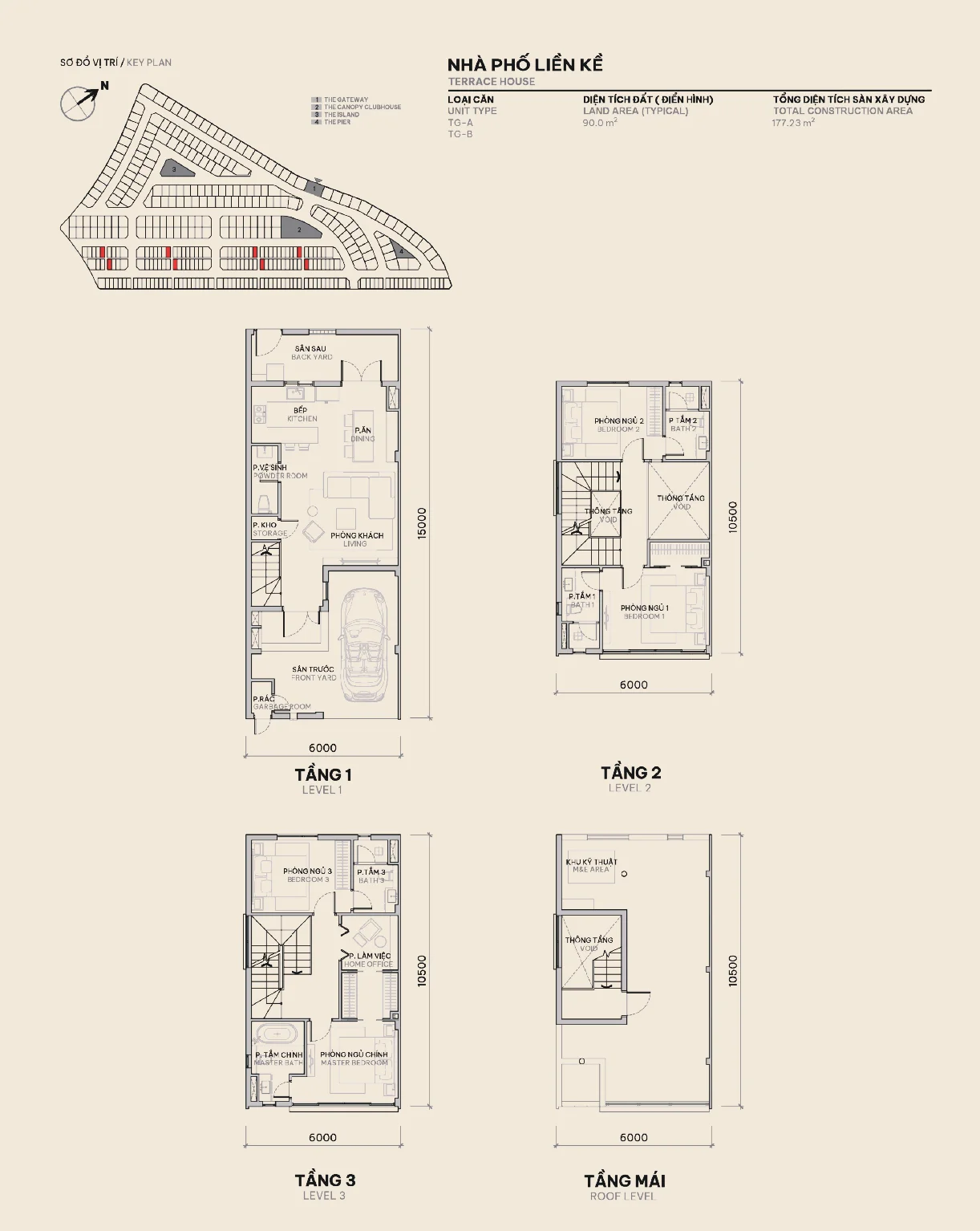 Mặt bằng Nhà Phố Liền Kề phân khu the orchard