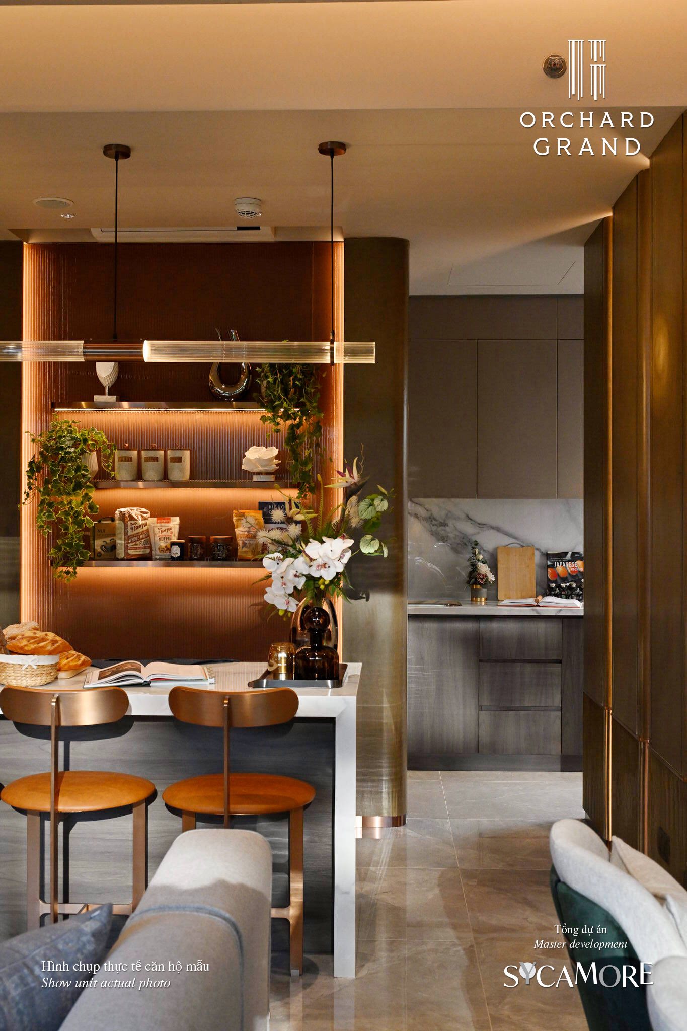 Phòng bếp Căn hộ mẫu Orchard Grand 3PN