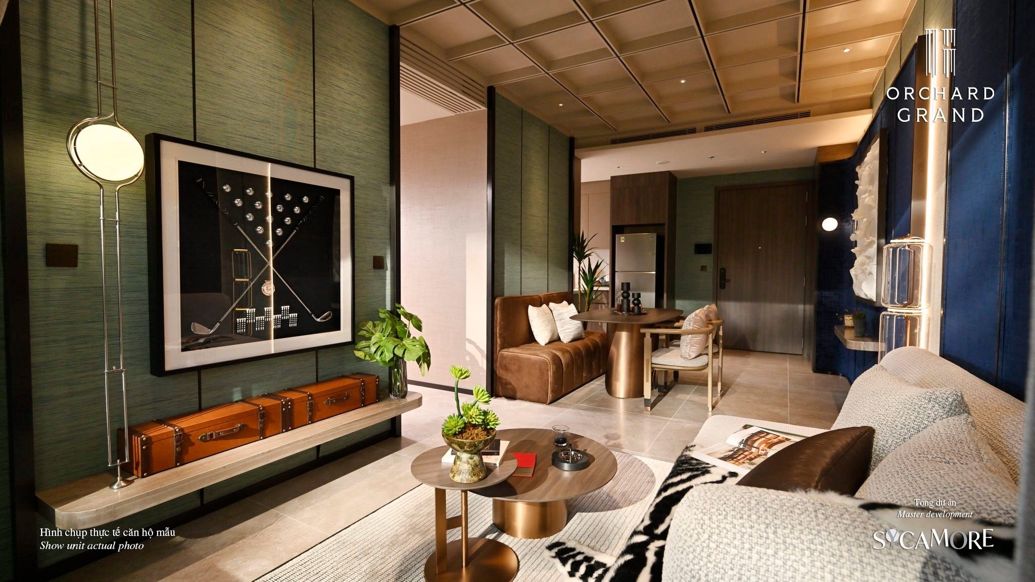 Phòng khách căn hộ mẫu Orchard Grand 2PN