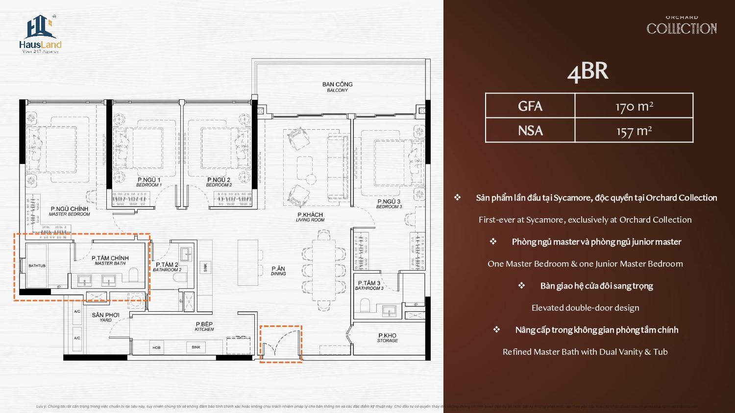 Layout căn 4PN Orchard Collection