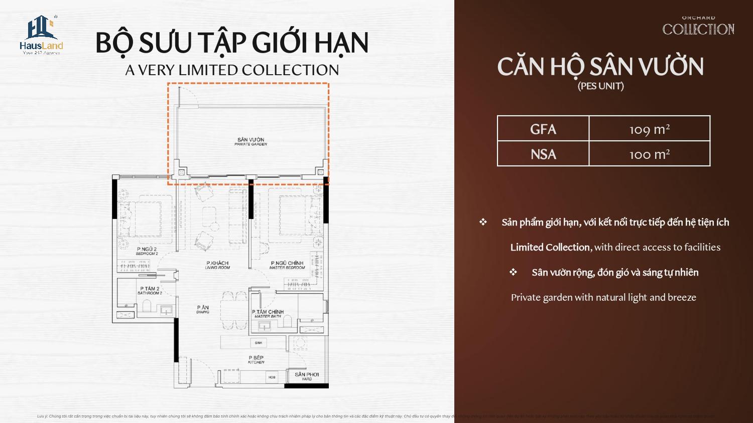 Layout căn hộ sân vườn Orchard Collection